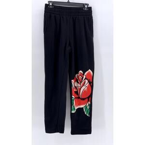 NO BOUNDARIES Junior's Black Floral Graphic Sweatpants SZ S(3-5)